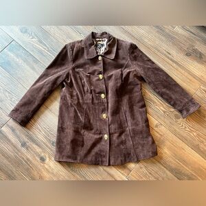 VINTAGE LEATHER COAT JACKET VTG 90s CLEAN GIRL AESTHETIC